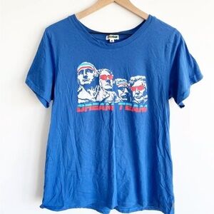 Tipsy Elves Men T-Shirt Large Blue Mount Rushmore Dream Team Short Sleeve